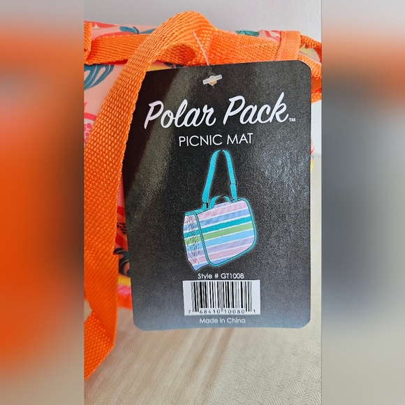 Polar Pack Colorful Fruit Print Picnic Mat with Orange Strap 56x49 - Picture 2 of 4
